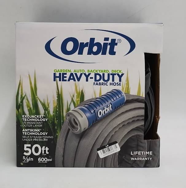 Orbit 50' Heavy Duty Fabric Standard Hose White/Gray/Blue