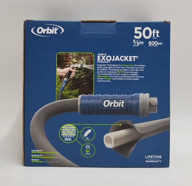 Orbit 50' Heavy Duty Fabric Standard Hose White/Gray/Blue