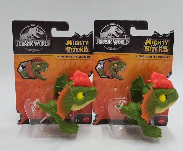 LOT OF 2!!  Jurassic World Mighty Little Biters - DILOPHOSAURUS