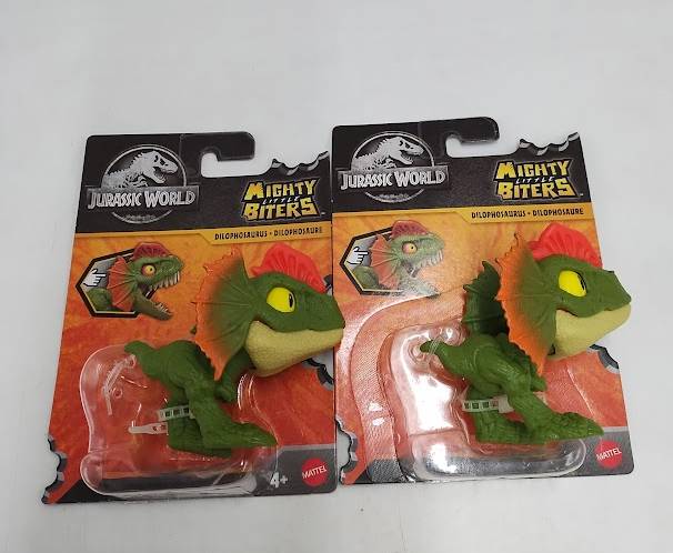 LOT OF 2!!  Jurassic World Mighty Little Biters - DILOPHOSAURUS