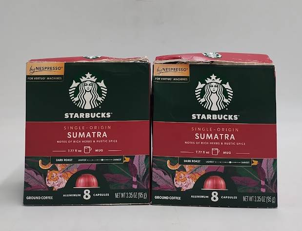 LOT OF 2!! Starbucks by Nespresso Vertuo Sumatra Coffee 8 Capsules Exp 3/27