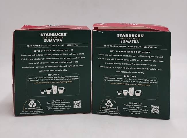 LOT OF 2!! Starbucks by Nespresso Vertuo Sumatra Coffee 8 Capsules Exp 3/27