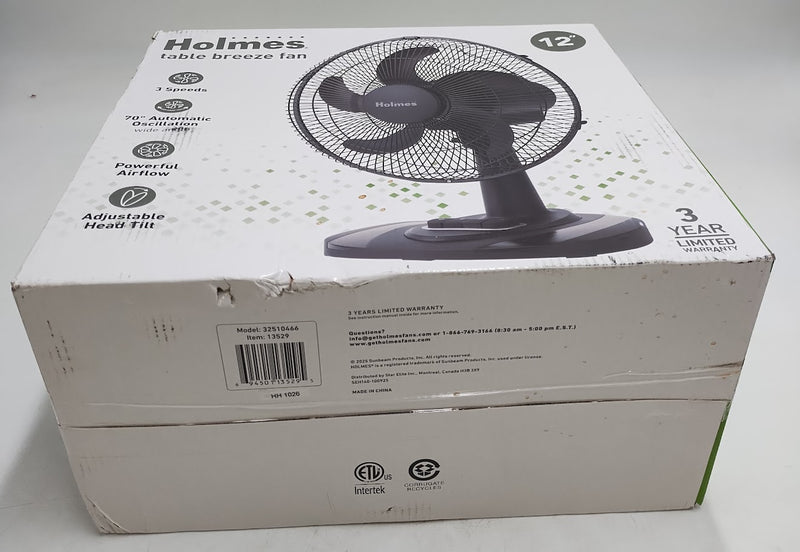 Holmes 12" Table Breeze Table Oscillating Fan Black SEE DETAILS