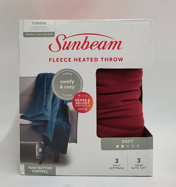 Sunbeam 50"x60" Heated Throw Blanket - Garnet Red SEE DETAILS