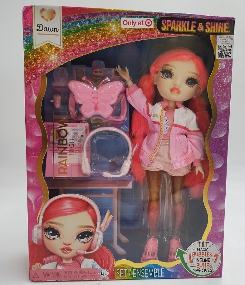 Rainbow High Sparkle and Shine Dawn Magic Bubbles Legs Red Coral 11" SEE DETAILS