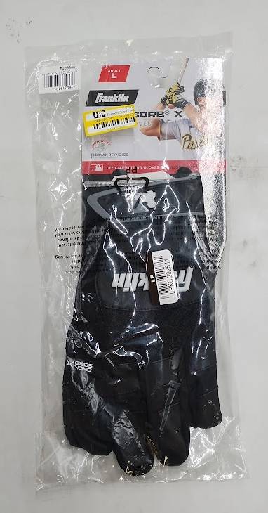 Franklin Sports Adult Shok-Sorb X Batting Gloves Black - L