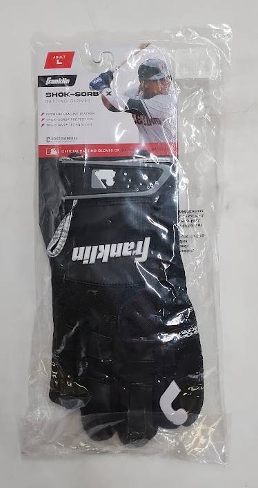Franklin Sports Adult Shok-Sorb X Batting Gloves Black - L
