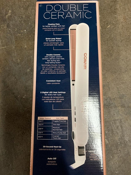 Conair Double Ceramic Flat Iron - White - 1 inch flat iron