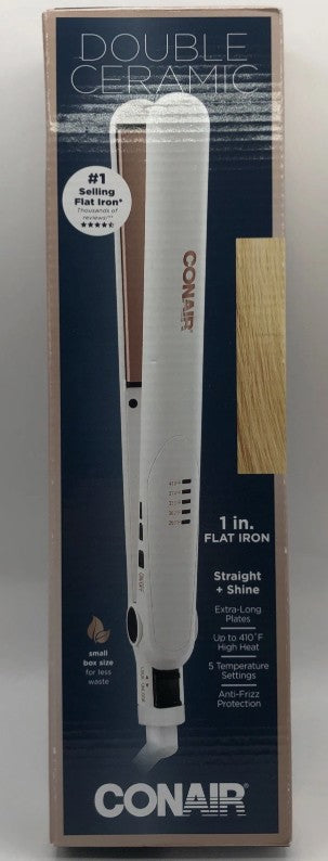 Conair Double Ceramic Flat Iron - White - 1 inch flat iron