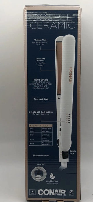 Conair Double Ceramic Flat Iron - White - 1 inch flat iron