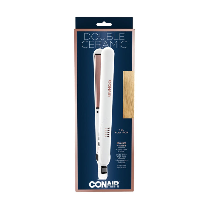 Conair Double Ceramic Flat Iron - White - 1 inch flat iron