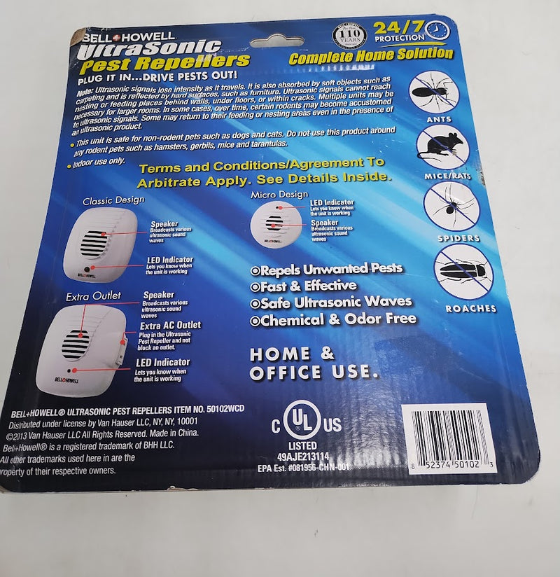 The Bell And Howell Ultrasonic Pest Repeller Plug In Device Complete Kit 6 Pack, Effectively Aids To Repel Mice, Bugs, Rats, Rodents, Mosquitos, Roaches, Spiders And Ants Chemical, Odor And Sound Free