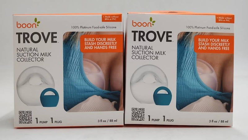 LOT OF 2 Boon Trove Silicone Breast Pump 3oz BPA-Free Includes Storage Bag Plug