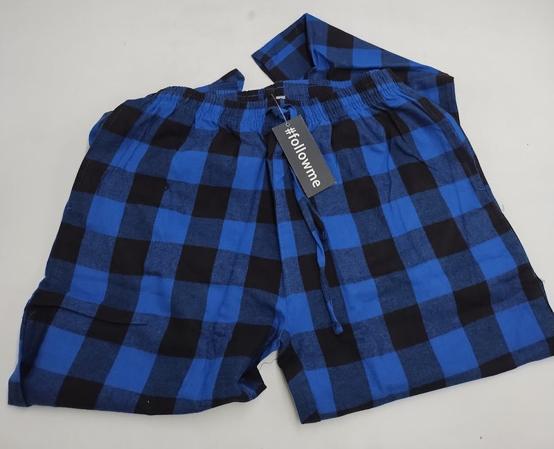 Polar Fleece Pajama Pants for Men's Sleepwear PJs BLUE BLACK MED