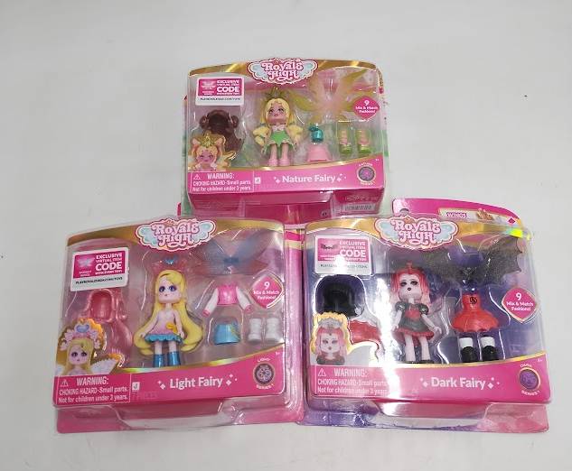 LOT OF 3!! Royale High Figures, Include: LIGHT FAIRY, DARK FAIRY, & NATURE FAIRY