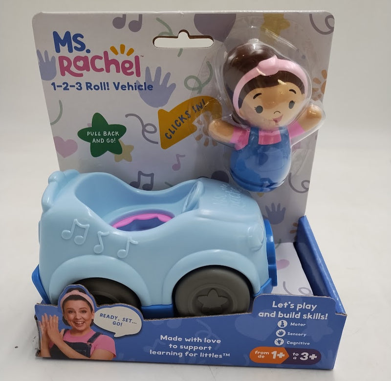 Ms. Rachel 1-2-3 Roll! Vehicle with Click-in Figure & Pull Back Action