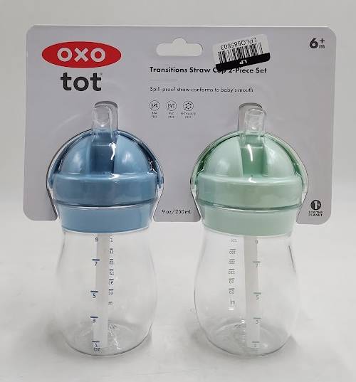 OXO Tot 2pc Transitions Plastic Straw Cups Opal/Dusk: BPA-Free, Includes Straw