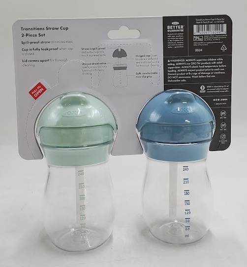 OXO Tot 2pc Transitions Plastic Straw Cups Opal/Dusk: BPA-Free, Includes Straw