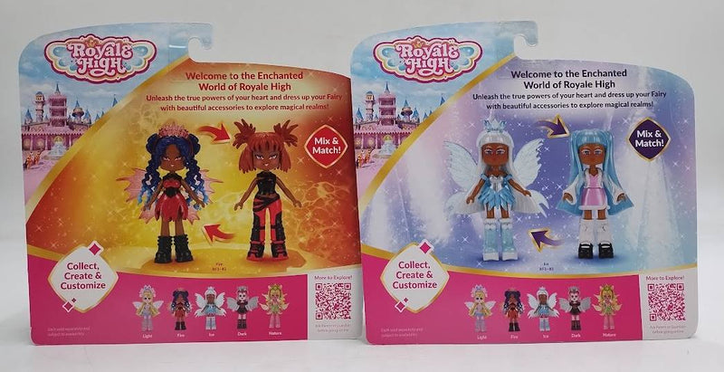 2 PACK! Royale High Fire Fairy Deluxe Figure & Ice Fairy Deluxe Figure