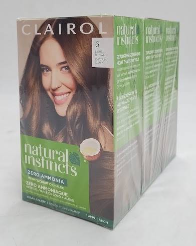 LOT OF 3 Instincts Clairol Demi-Permanent Hair Color Dye Cream Kit 6 Light Brown