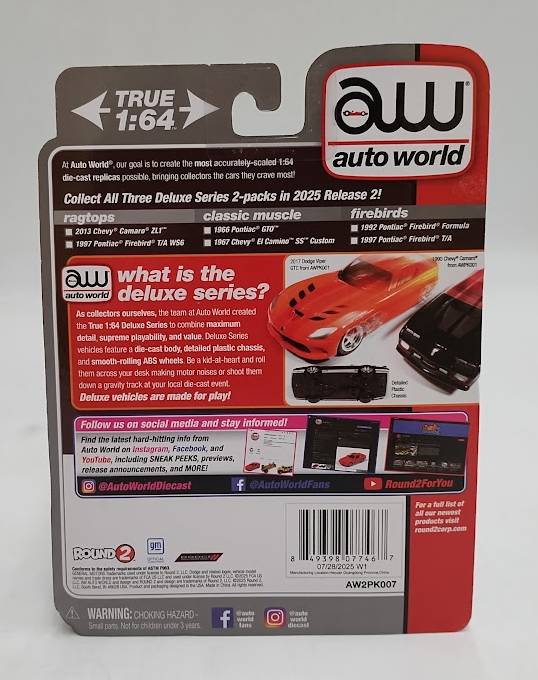Auto World Deluxe 1997 Firebird&1992 Firebird Formula Toy 1:64 SEE DETAILS