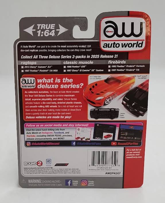 Auto World Deluxe 1967 Chevy El Camino SS&1966 Pontiac GTO 1:64 2pk SEE DETAILS