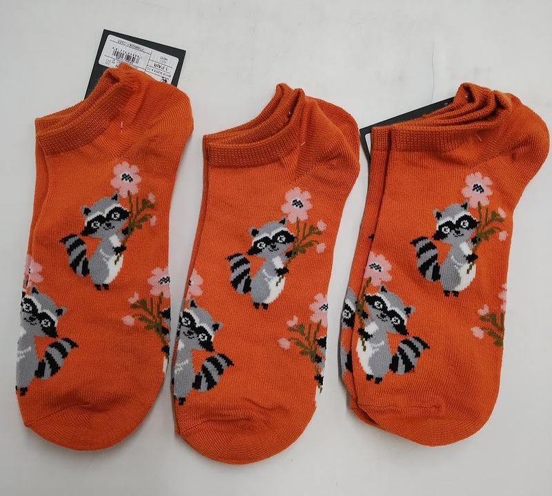 LOT OF 3 Women's Raccoons Low Cut Socks - Orange 4-10