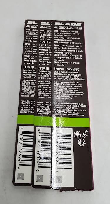 LOT OF 3 NYX Professional Makeup Brow Blade & Shade Nano Brow Pencil - Espresso