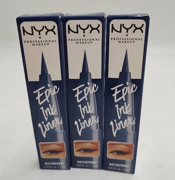 LOT OF 3 NYX Professional Makeup Epic Ink Liner - Mid(night) Rise