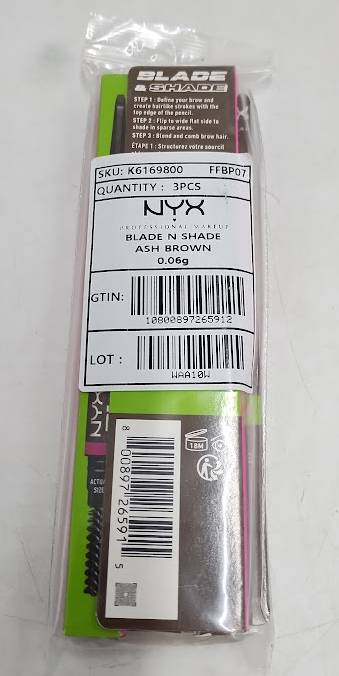LOT OF 3 NYX Professional Makeup Brow Blade & Shade Nano Brow Pencil - Ash Brown