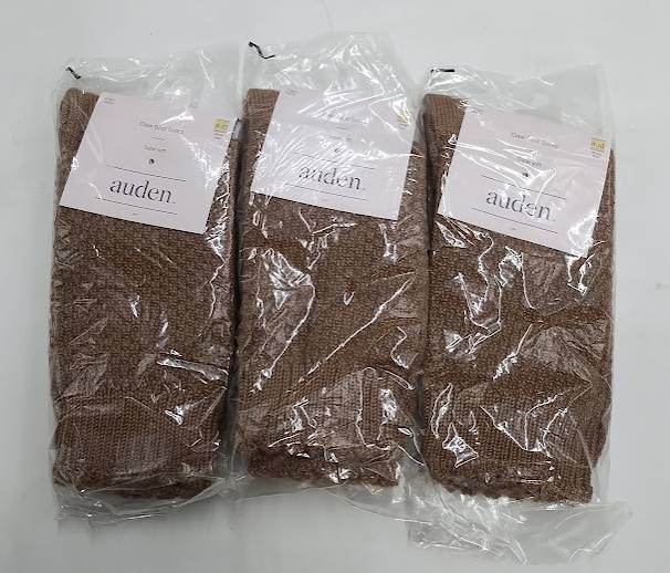 LOT OF 3 Women's Crew Boot Socks - Auden Brown 4-10