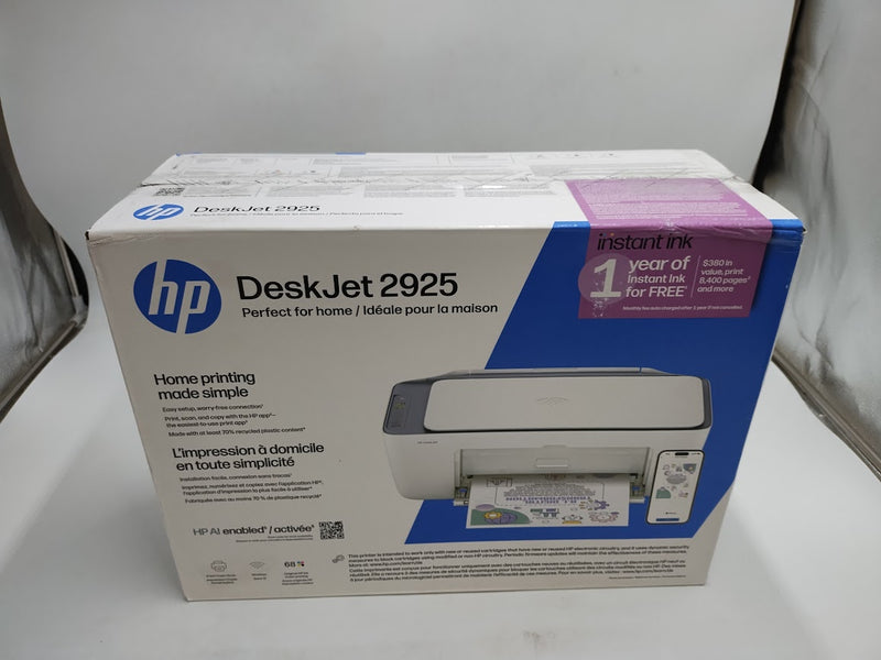 HP DeskJet 2925 Wireless All-iin-One Color Printer Scanner Copier (B18JXA)