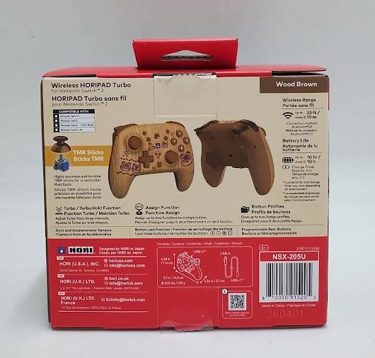 HORI Wireless HORIPAD Turbo (Wood Brown) for Nintendo Switch 2