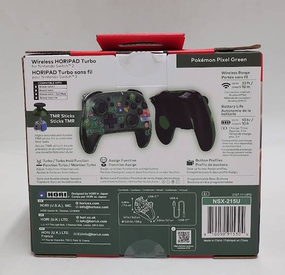 HORI Wireless HORIPAD Turbo (Pokemon Pixel Green) for Nintendo Switch 2