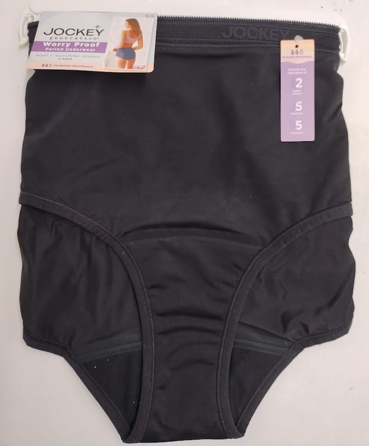Jockey Generation Women's Period Undies Briefs 2pk - Black XXL