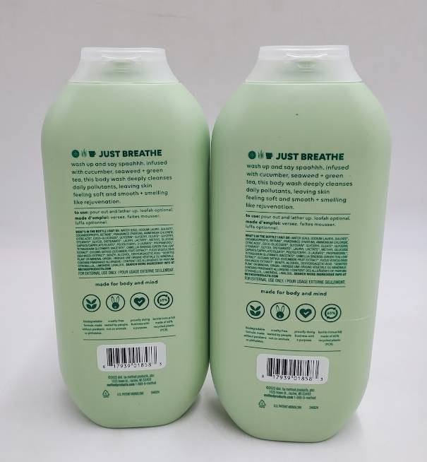 LOT OF 2 !! Method Body Wash Deep Detox - CUCUMBER, SEAWEED, GREEN TEA