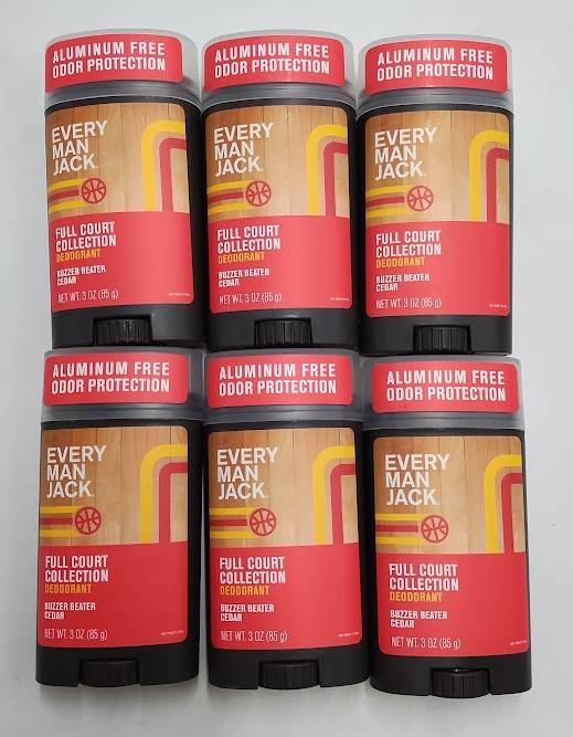 LOT OF 6 Every Man Jack Full Court Collection Deodorant Buzzer Beater Cedar 3oz