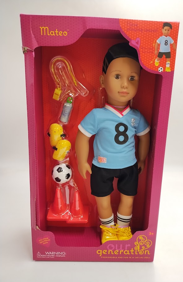 Our Generation Mateo Posable 18" Boy Doll in Soccer Uniform with Accessories SEE DETAILS