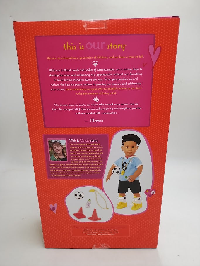 Our Generation Mateo Posable 18" Boy Doll in Soccer Uniform with Accessories SEE DETAILS