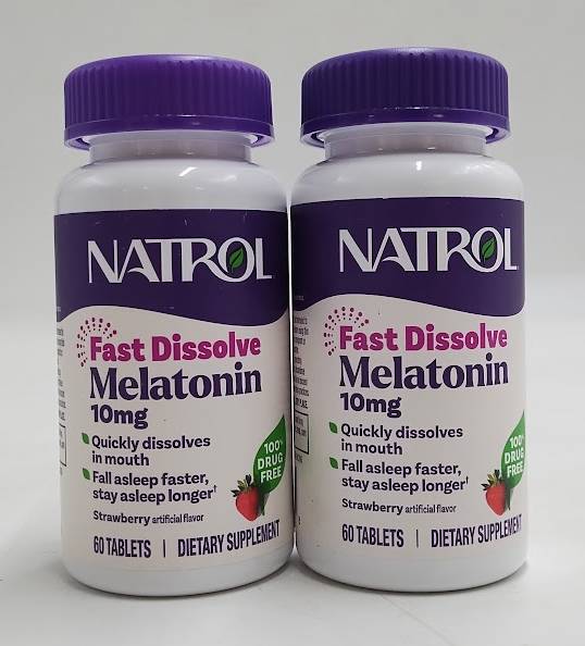 LOT OF 2 Natrol Melatonin 10mg Sleep Aid Tablets Strawberry 60ct EXP 1/27+