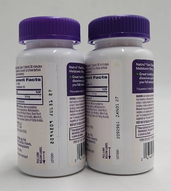 LOT OF 2 Natrol Melatonin 10mg Sleep Aid Tablets Strawberry 60ct EXP 1/27+