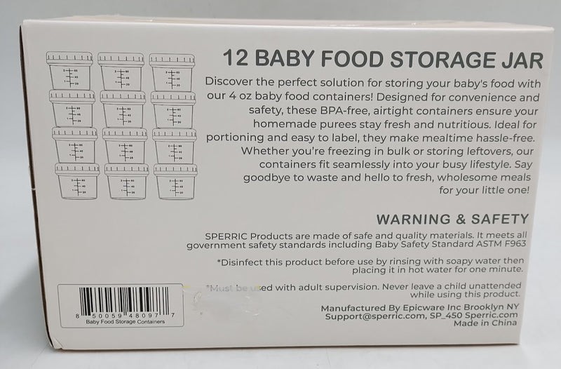 Glass Baby Food Storage Containers 12 Pack 4oz Baby Food Jars Reusable with Lids