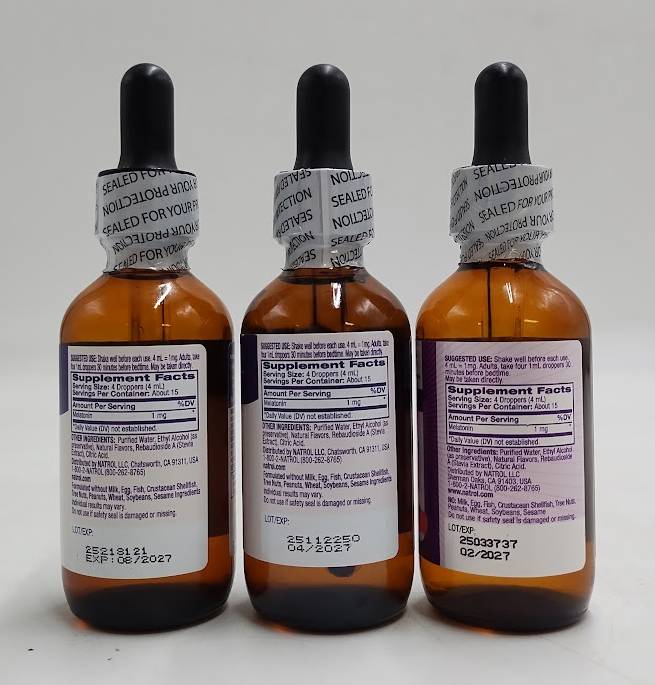 LOT OF 3! Natrol Liquid Melatonin Adults 1mg Berry-Flavored 2 FlOz EXP 02/2027+