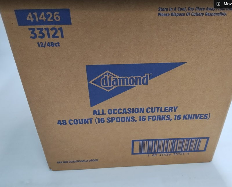 LOT OF 12 Diamond All Occasion Clear Disposable Forks Spoons and Knives - 48ct
