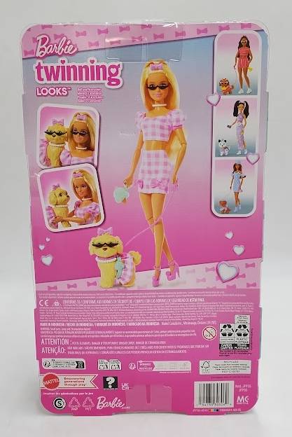 Barbie Twinning Looks Fashion Doll with Pet Dog Matching Pink Outfits Blonde