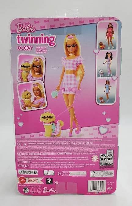 Barbie Twinning Looks Doll w/ Pet Dog Matching Pink Outfits Blonde SEE DETAILS