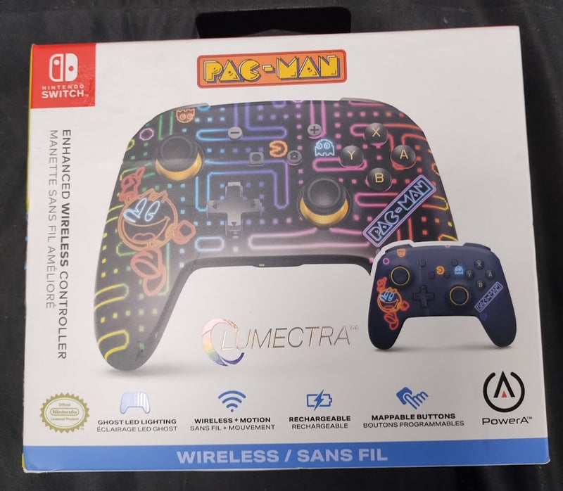 PowerA PAC-MAN Neon Arcade Enhanced Wireless Controller Lumectra Nintendo Switch