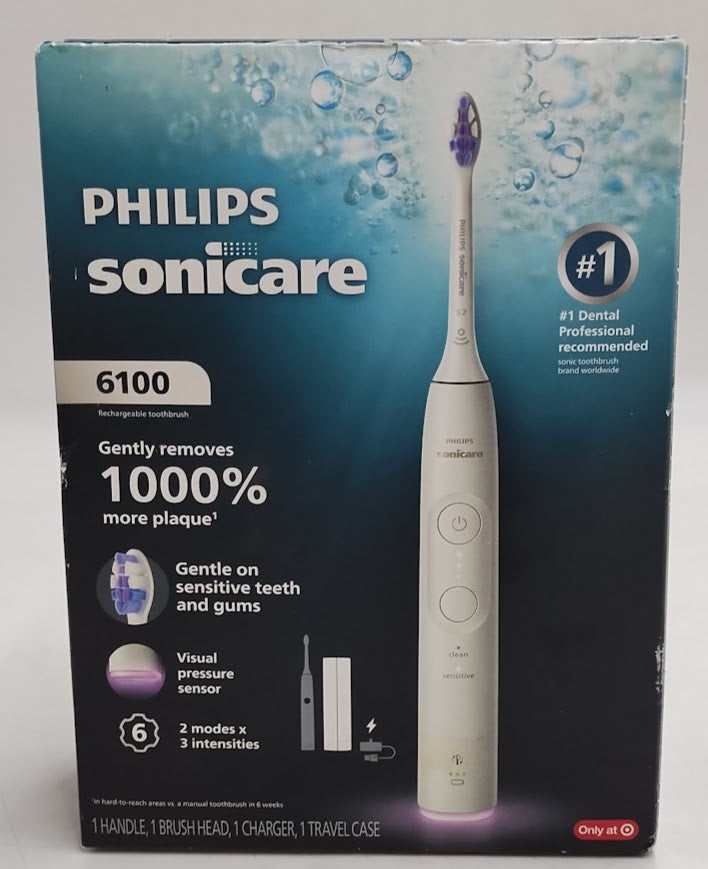 Philips Sonicare 6100 Rechargeable Electric Toothbrush with Brush Head - White