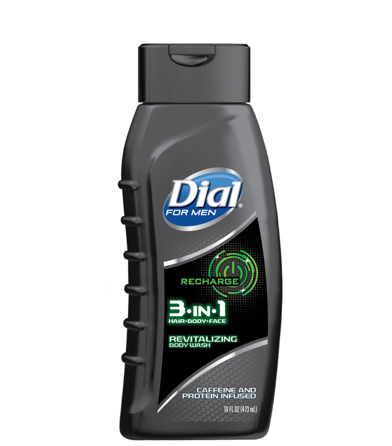 Dial For Men 3 In 1 Hair + Body + Face Revitalizing Body Wash, 16 Fl. Oz.