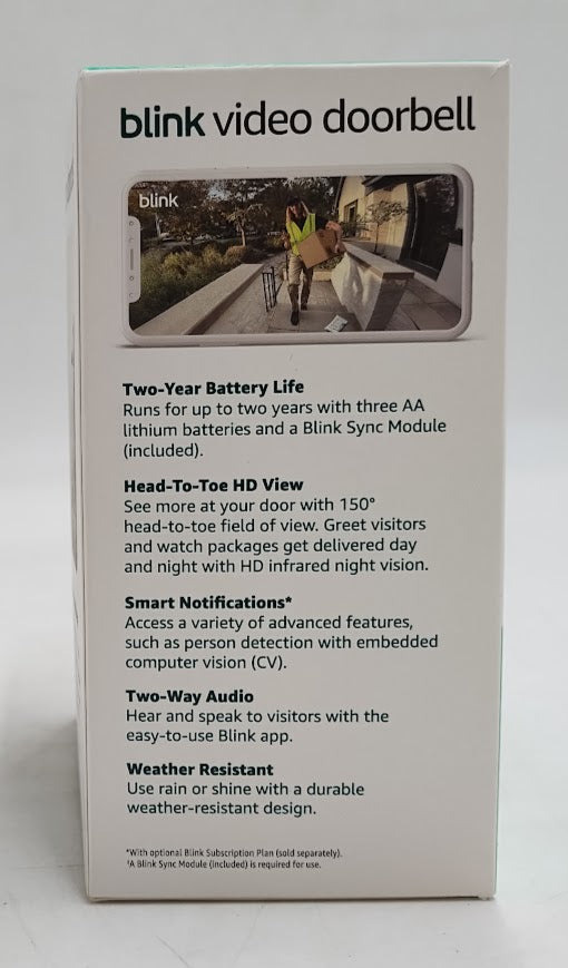 Blink Video Doorbell System with Head-to-Toe HD Sync Module Core